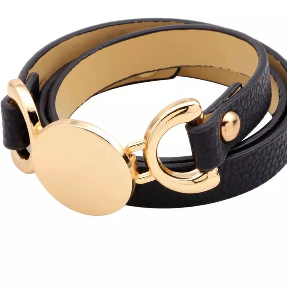 BLACK LEATHER WRAP AROUND BRACELET